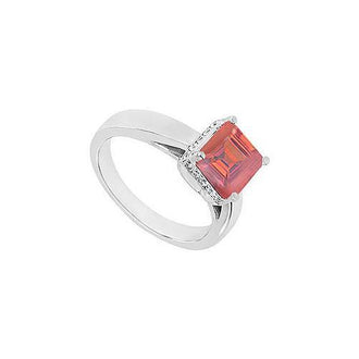 Ruby and Diamond Ring : 14K White Gold - 1.00 CT TGW