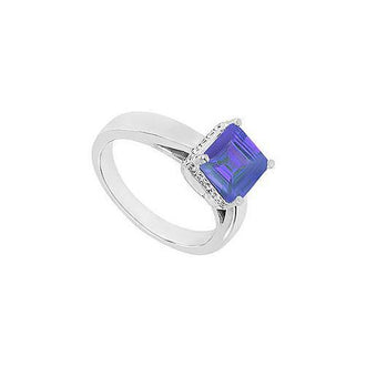 Sapphire and Diamond Ring : 14K White Gold - 0.83 CT TGW