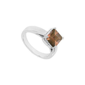 Smoky Topaz and Diamond Ring : 14K White Gold - 1.00 CT TGW