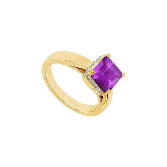 Amethyst and Diamond Ring : 14K Yellow Gold - 1.00 CT TGW