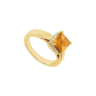 Citrine and Diamond Ring : 14K Yellow Gold - 1.00 CT TGW