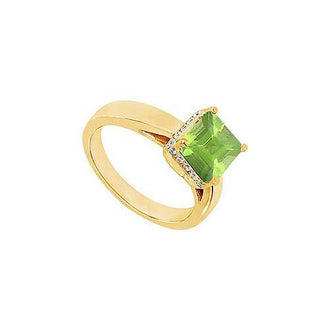 Peridot and Diamond Ring : 14K Yellow Gold - 1.00 CT TGW