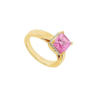 Pink Sapphire and Diamond Ring : 14K Yellow Gold - 1.00 CT TGW