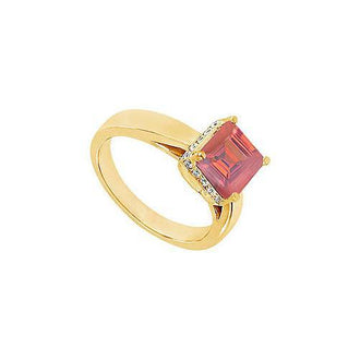 Ruby and Diamond Ring : 14K Yellow Gold - 1.00 CT TGW