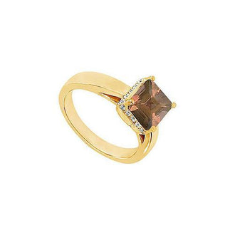 Smoky Topaz and Diamond Ring : 14K Yellow Gold - 1.00 CT TGW