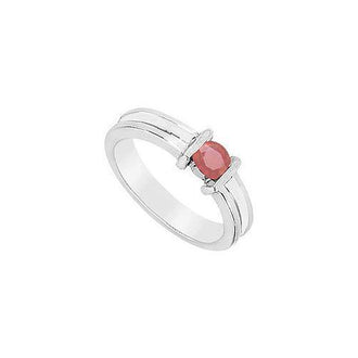 Channel-set Ruby Ring : 14K White Gold - 0.25 CT TGW