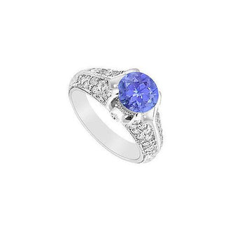 Tanzanite and Diamond Engagement Ring : 14K White Gold - 1.00 CT TGW