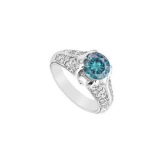 Blue Diamond Engagement Ring : 14K White Gold - 1.00 CT Diamonds