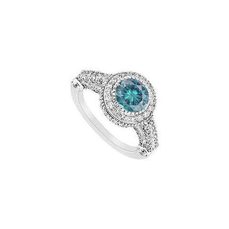 Blue Diamond Engagement Ring : 14K White Gold - 1.25 CT Diamonds