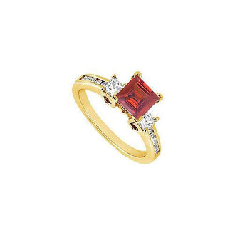 Ruby and Diamond Engagement Ring : 14K Yellow Gold - 1.00 CT TGW