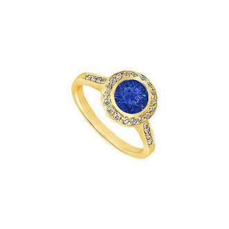 Sapphire and Diamond Engagement Ring : 14K Yellow Gold - 1.50 CT TGW