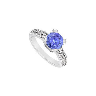 Tanzanite and Diamond Engagement Ring : 14K White Gold - 1.00 CT TGW