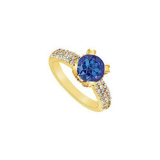 Sapphire and Diamond Engagement Ring : 14K Yellow Gold - 1.00 CT TGW