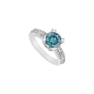 Fancy Blue Diamond Ring : 14K White Gold - 1.75 CT Diamonds