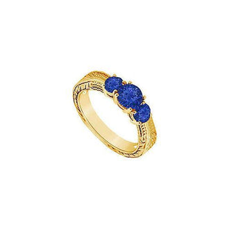 Sapphire Three Stone Ring : 14K Yellow Gold - 0.33 CT TGW