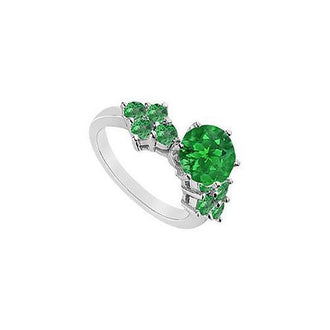 Emerald Ring : 14K White Gold - 1.00 CT TGW