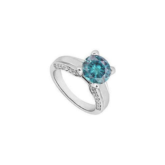 Blue Diamond Engagement Ring : 14K White Gold - 1.00 CT Diamonds