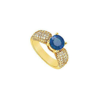 Sapphire and Diamond Engagement Ring : 14K Yellow Gold - 1.00 CT TGW