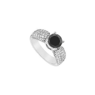 Fancy Black Diamond Ring : 14K White Gold - 1.50 CT Diamonds