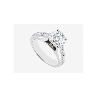 Engagement Ring 2 carat center Cubic Zirconia in 14K White Gold 2.60 Carat TGW