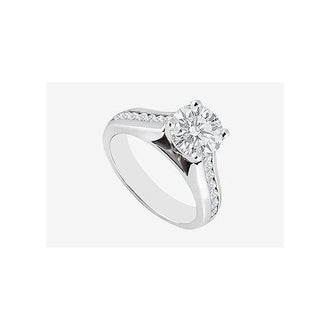 Channel set Diamond Engagement Ring 1.10 carat Diamonds in 14K White Gold