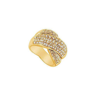 Diamond Crossover Ring : 14K Yellow Gold - 2.00 CT Diamonds