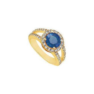 Sapphire and Diamond Engagement Ring : 14K Yellow Gold - 1.25 CT TGW