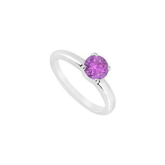 Amethyst  Ring : 14K White Gold - 1.00 CT TGW