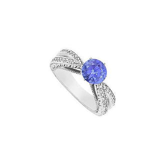 Tanzanite and Diamond Engagement Ring : 14K White Gold - 1.50 CT TGW