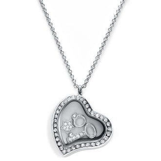 Love Heart Floating Locket ringed with stones