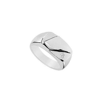 Mens Diamond Ring : 14K White Gold - 0.10 CT Diamonds