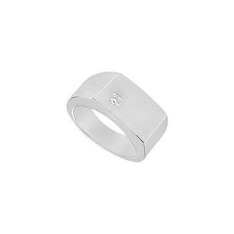 Mens Diamond Ring : 14K White Gold - 0.15 CT Diamonds