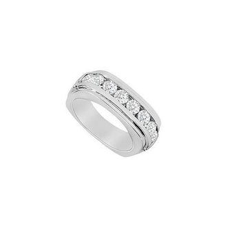 Square Mens Diamond Ring : 14K White Gold - 1.00 CT Diamonds
