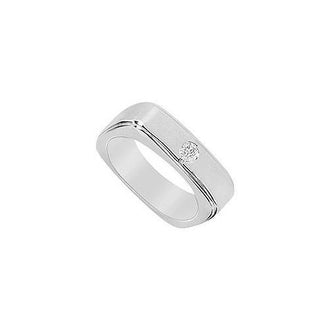 Mens Diamond Ring : 14K White Gold - 0.15 CT Diamonds