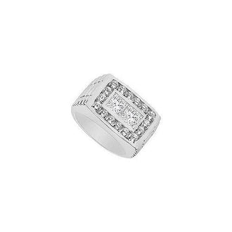 Mens Diamond Ring : 14K White Gold - 1.50 CT Diamonds