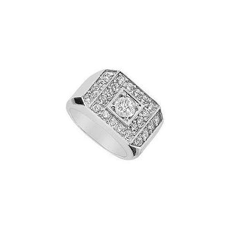 Mens Diamond Ring : 14K White Gold - 1.00 CT Diamonds