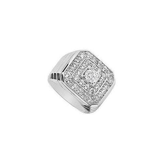 Mens Diamond Ring : 14K White Gold - 1.30 CT Diamonds