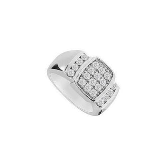 Mens Diamond Ring : 14K White Gold - 0.60 CT Diamonds