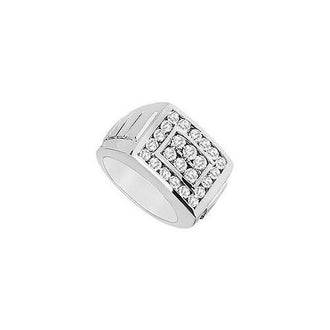 Mens Diamond Ring : 14K White Gold - 0.75 CT Diamonds