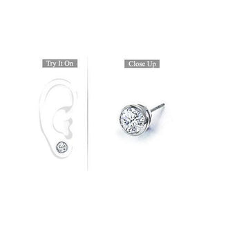 Mens 14K White Gold : Bezel-Set Round Diamond Stud Earrings 0.75 CT. TW.