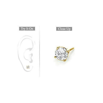 Mens 14K Yellow Gold : Round Diamond Stud Earring - 0.33 CT. TW.