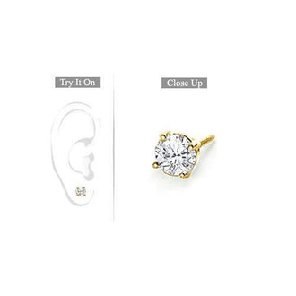 Mens 14K Yellow Gold : Round Diamond Stud Earring - 0.75 CT. TW.