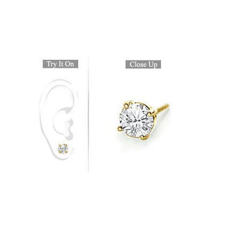 Mens 14K Yellow Gold : Round Diamond Stud Earring - 1.00 CT. TW.