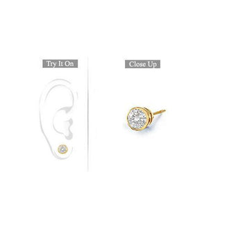 Mens 14K Yellow Gold : Bezel-Set Round Diamond Stud Earrings 0.25 CT. TW.