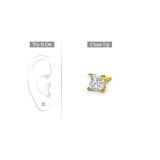 Mens 14K Yellow Gold : Princess Cut Diamond Stud Earring - 0.25 CT. TW.