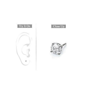 Mens 18K White Gold : Round Diamond Stud Earring  0.15 CT. TW.