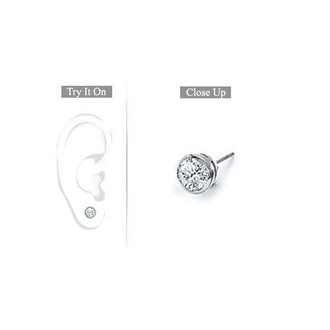 Mens 18K White Gold : Bezel-Set Round Diamond Stud Earrings  0.25 CT. TW.