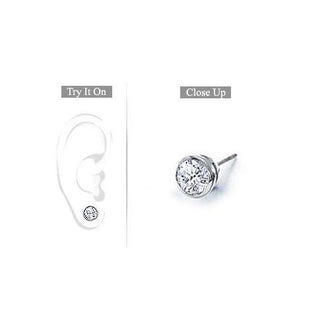 Mens 18K White Gold : Bezel-Set Round Diamond Stud Earrings  0.50 CT. TW.