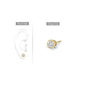 Mens 18K Yellow Gold : Bezel-Set Round Diamond Stud Earrings 0.25 CT. TW.