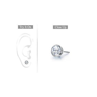 Mens Platinum : Bezel Set Round Diamond Stud Earring - 0.25 CT. TW.